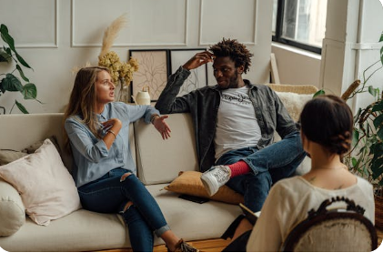 Couple Attending Online Relationship Counseling Couple Attending Online Relationship Counseling
