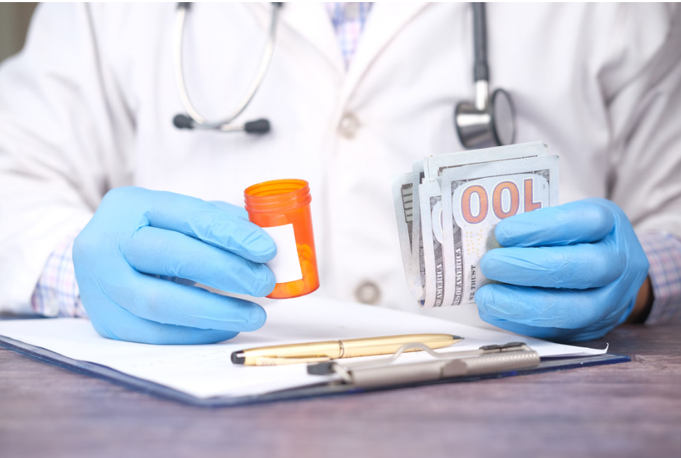 Patient reviewing healthcare costs and medical services